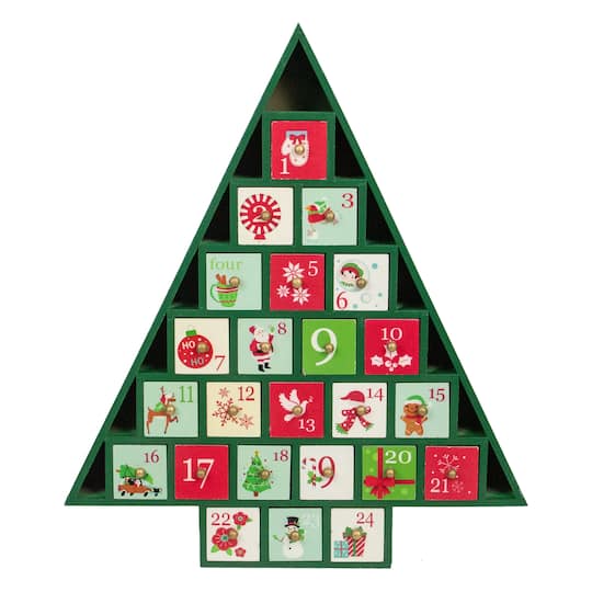 15" Green Tree Shaped Christmas Advent Calendar Decoration Michaels